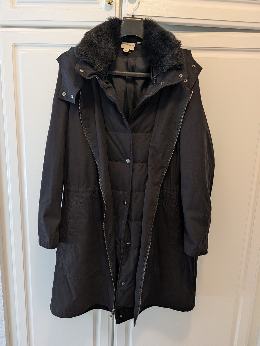 Pure DKNY 3-way Down Parka With Shearling Collar